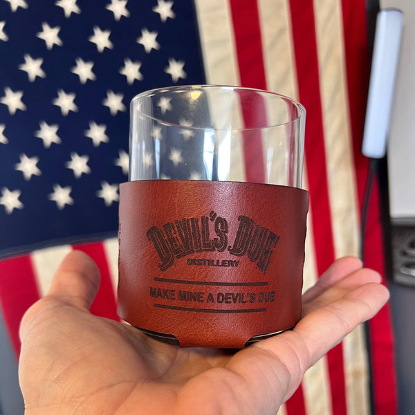 leather wrapped whiskey glass